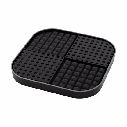 Black LickiMat® Slomo™ XL – Dual-Texture Slow Feeder for Dogs (side-rear) on a white background