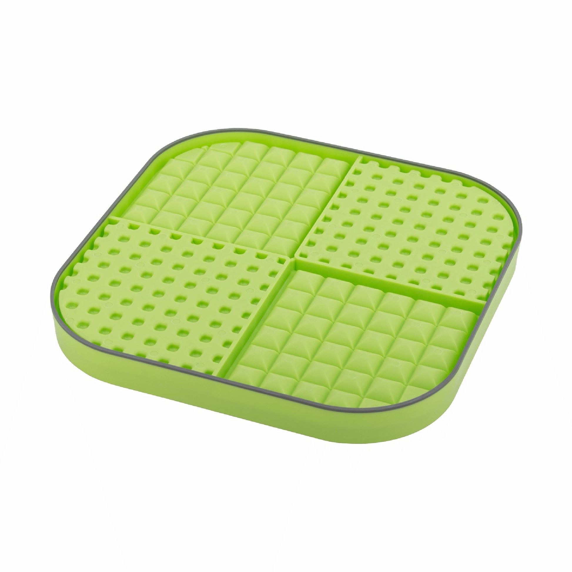 Green LickiMat® Slomo™ XL – Dual-Texture Slow Feeder for Dogs (side-rear) on a white background