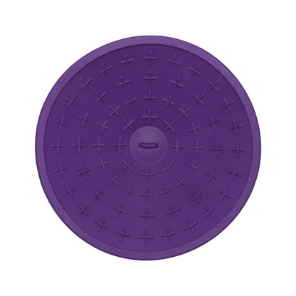 Purple LickiMat® Splash™ – Suction Slow Feeder for Dogs, Grooming & Bath Time (top) on a white background