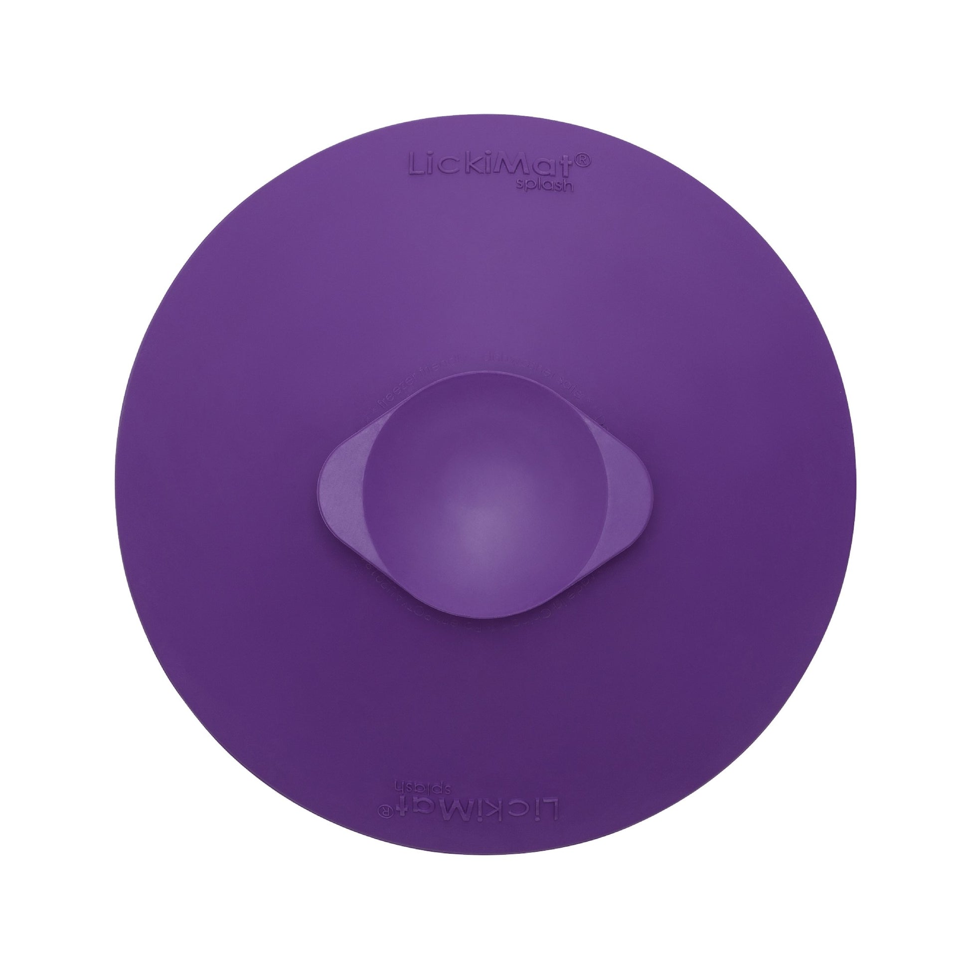 Purple LickiMat® Splash™ – Suction Slow Feeder for Dogs, Grooming & Bath Time (rear) on a white background