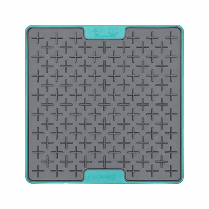Turquoise LickiMat® Tuff Playdate™ for Cats – Durable Slow Feeder Lick Mat on white background