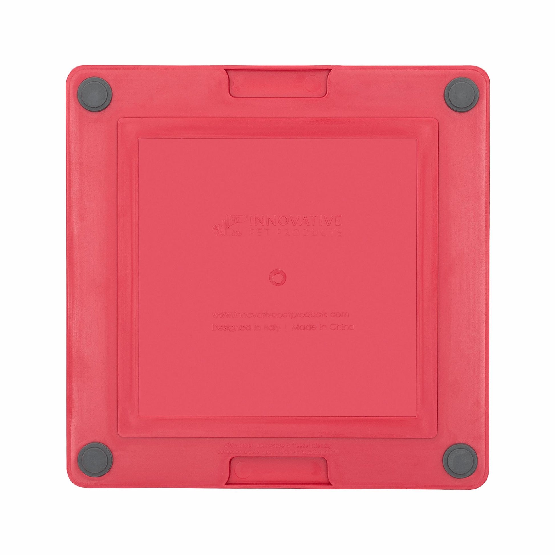 Red LickiMat® Tuff Buddy™ – Durable Slow Feeder Lick Mat for Dogs (rear) on a white background