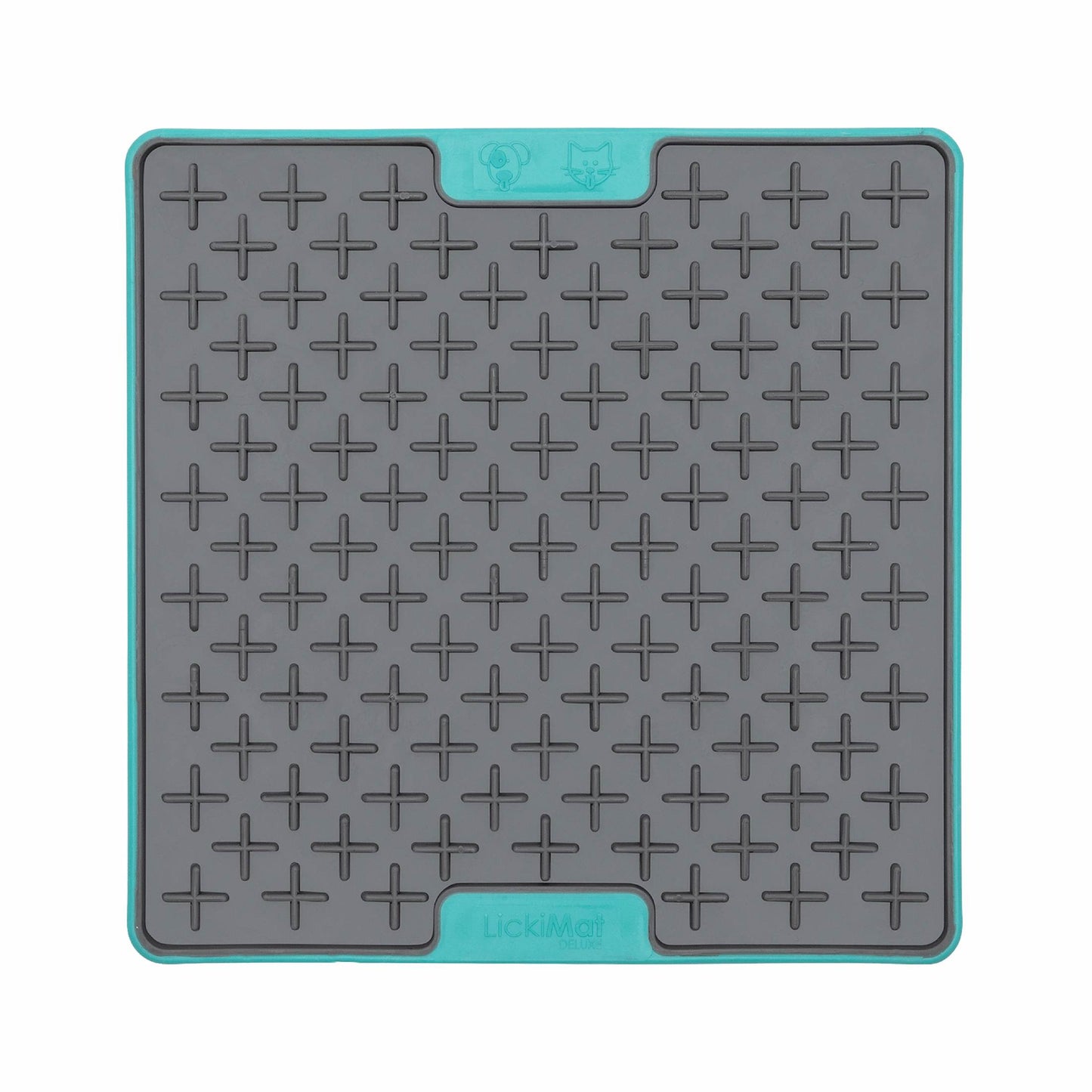 Turquoise LickiMat® Tuff Buddy™ – Durable Slow Feeder Lick Mat for Dogs (front) on a white background