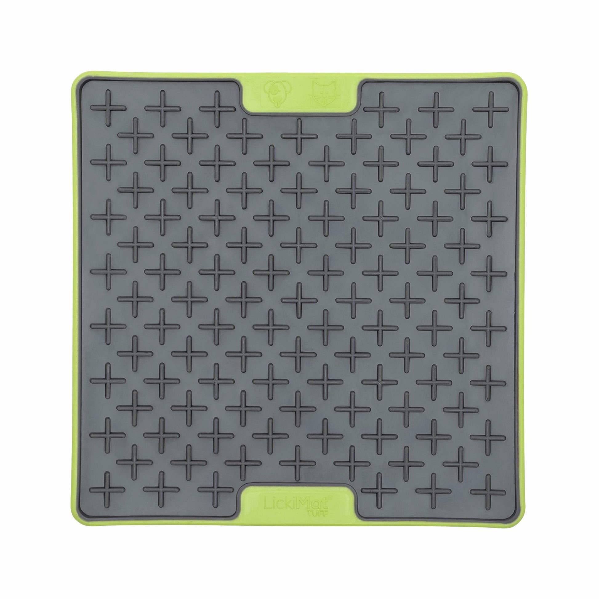 Green LickiMat® Tuff Buddy™ – Durable Slow Feeder Lick Mat for Dogs (front) on a white background