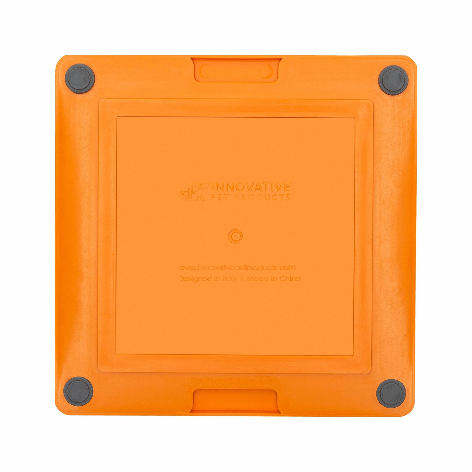 Orange LickiMat® Tuff Buddy™ – Durable Slow Feeder Lick Mat for Dogs (rear) on a white background