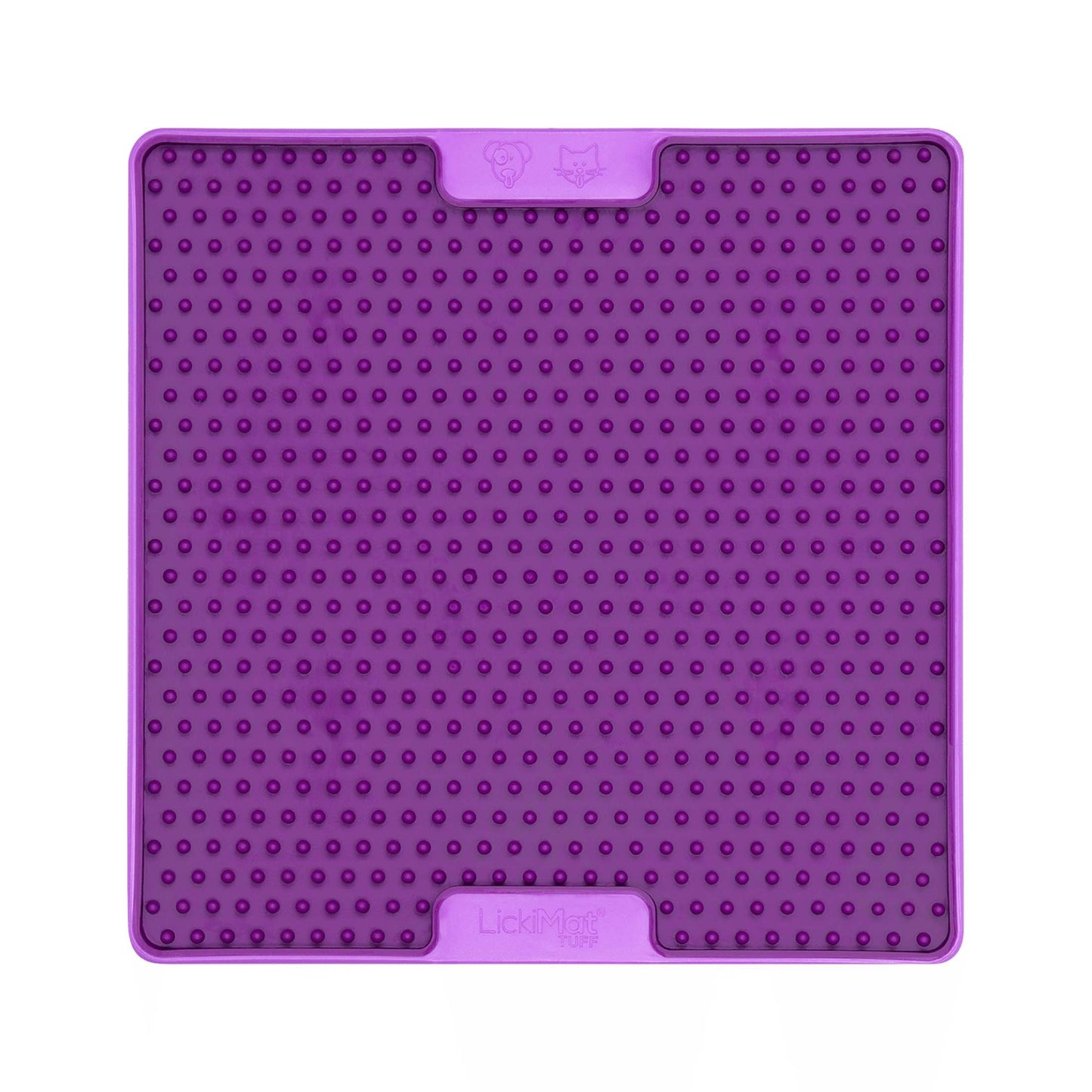 Purple LickiMat® Tuff Pro Soother™ – Slow Feeder Lick Mat for Dogs (front) on a white background