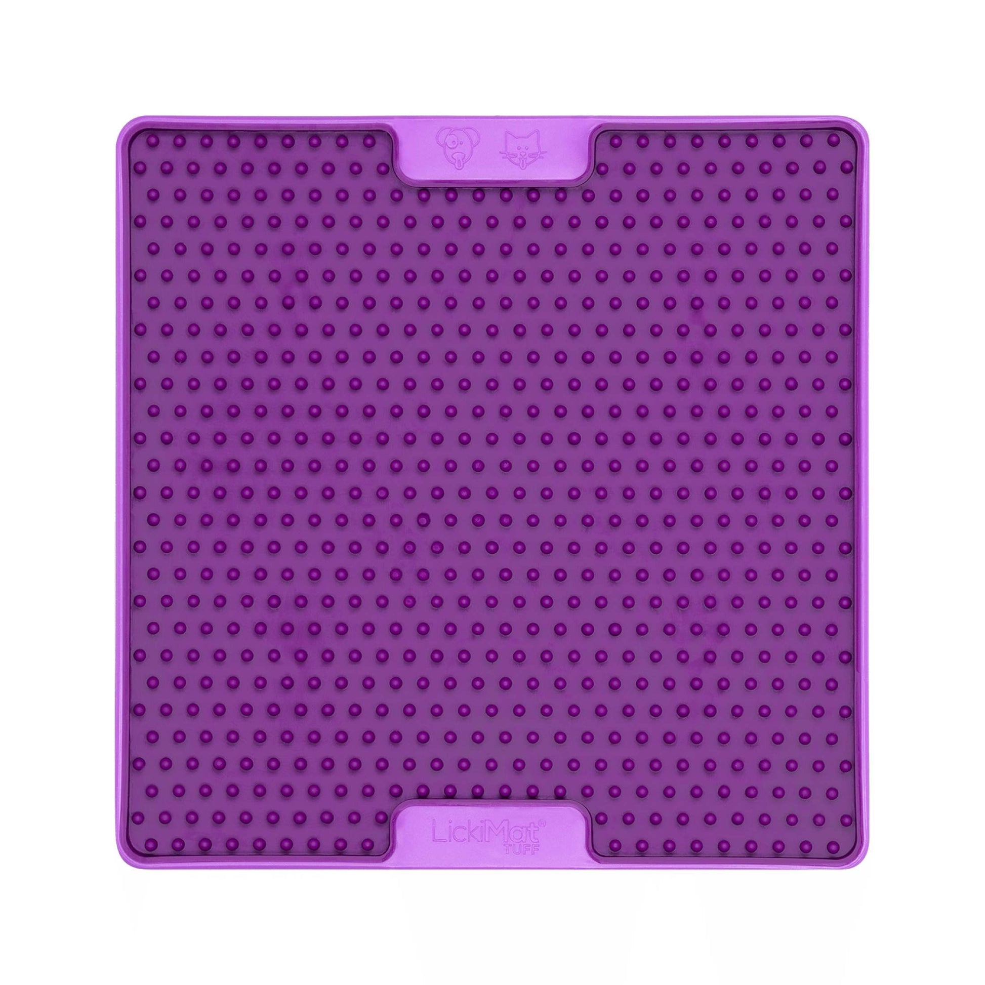 Purple LickiMat® Tuff Pro Soother™ – Slow Feeder Lick Mat for Dogs (front) on a white background