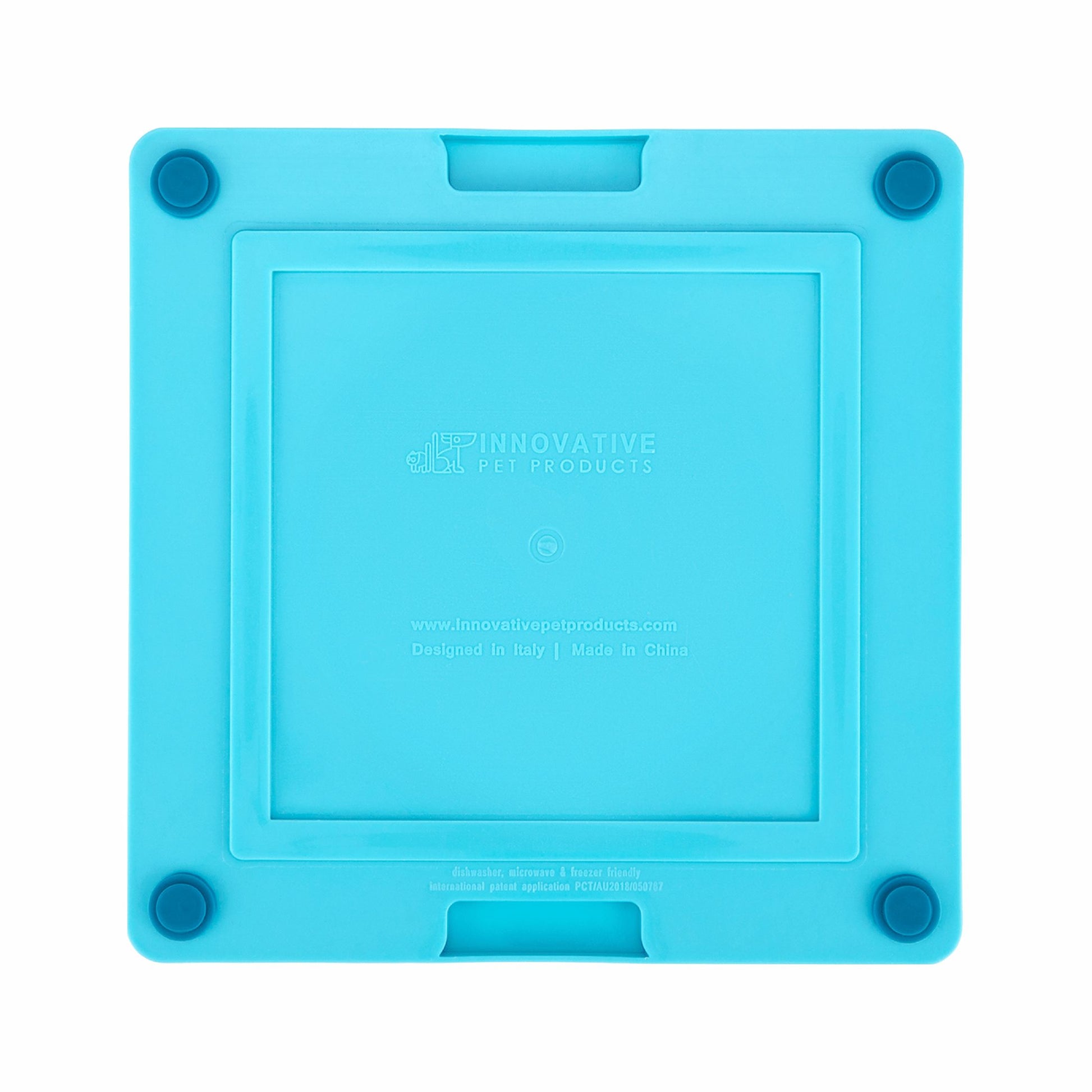 Turquoise LickiMat® Tuff Pro Soother™ – Slow Feeder Lick Mat for Dogs (rear) on a white background