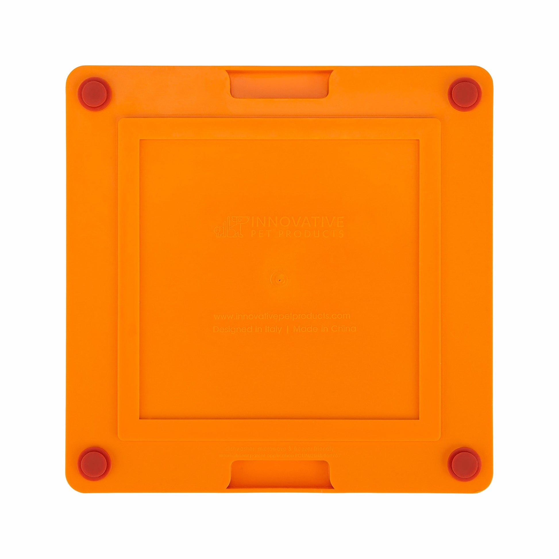 Orange LickiMat® Tuff Pro Soother™ – Slow Feeder Lick Mat for Dogs (rear) on a white background