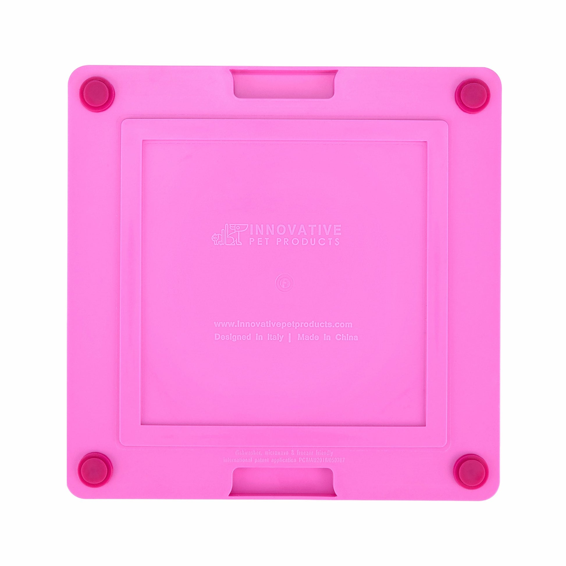 Pink LickiMat® Tuff Pro Soother™ – Slow Feeder Lick Mat for Dogs (rear) on a white background