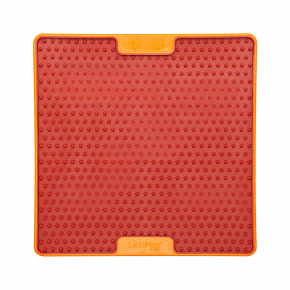 Orange LickiMat® Tuff Pro Soother™ – Slow Feeder Lick Mat for Dogs (front) on a white background