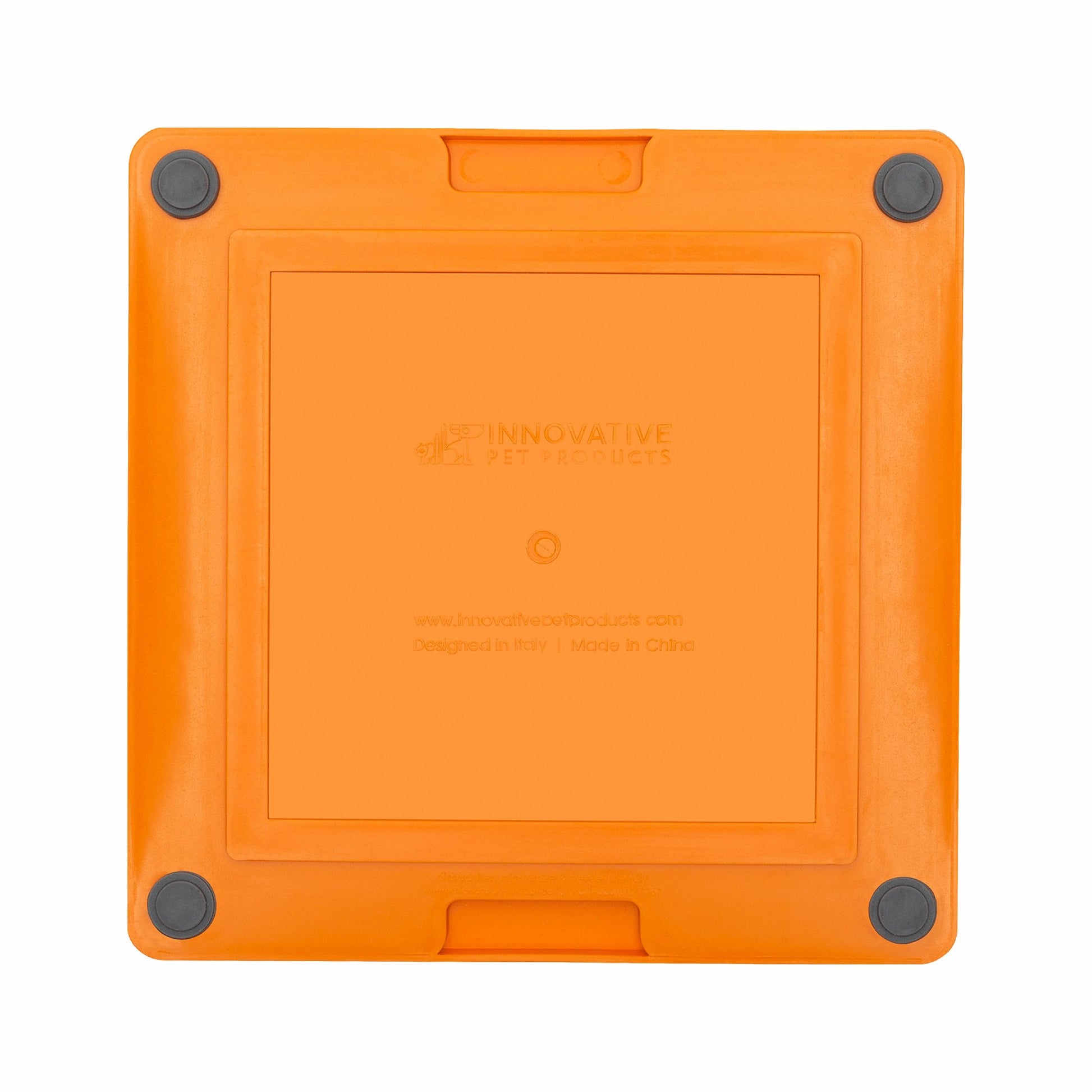 Orange LickiMat® Tuff Soother™ – Durable Slow Feeder Lick Mat for Dogs (rear) on a white background