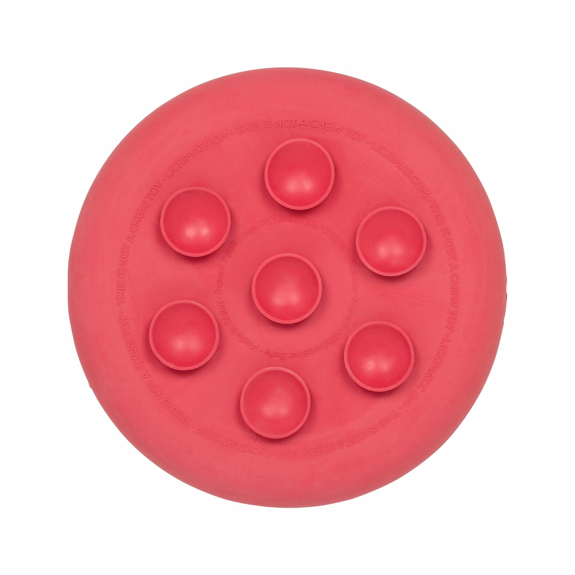Pink LickiMat® UFO™ – Suction Slow Feeder Dog Bowl (rear) on a white background
