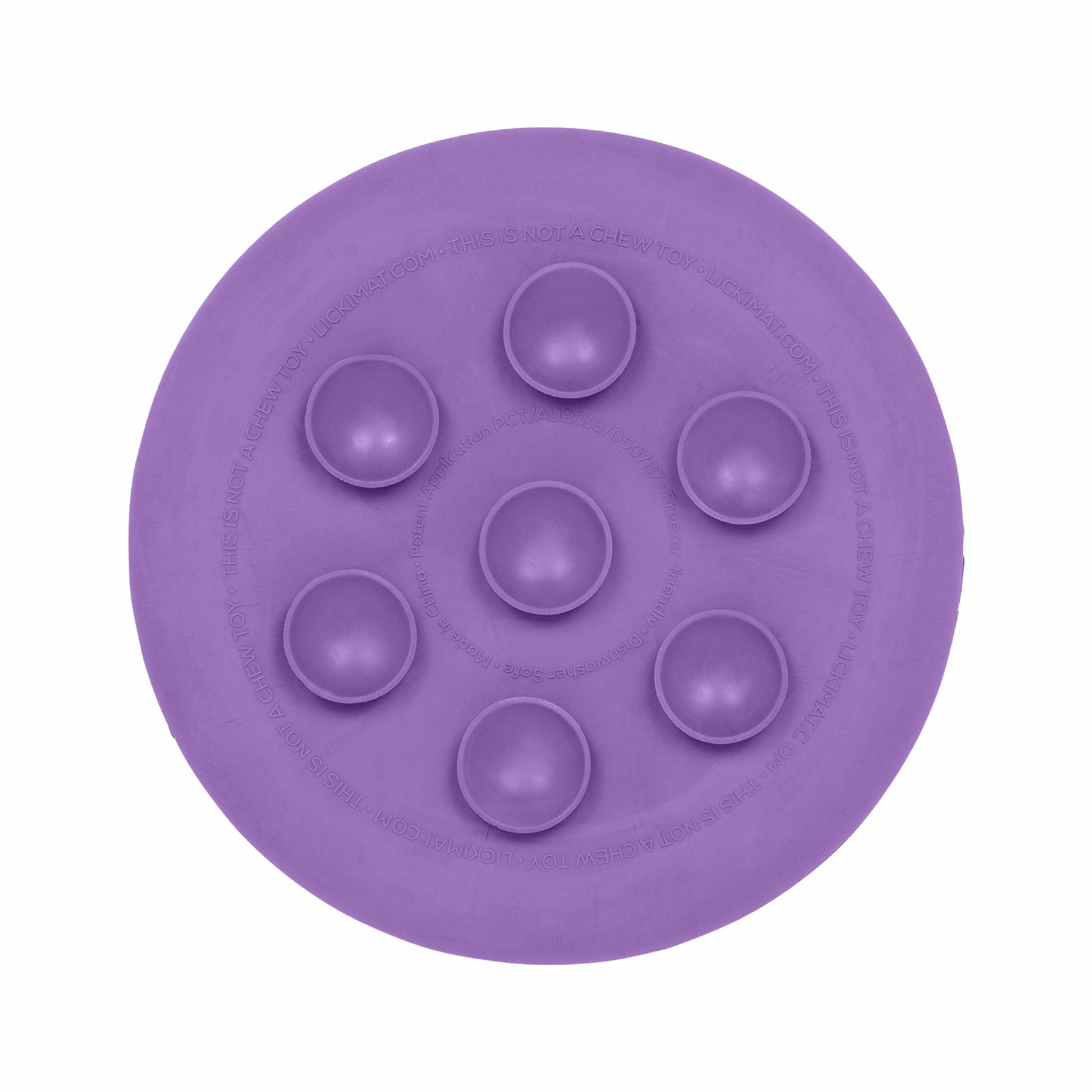Purple LickiMat® UFO™ – Suction Slow Feeder Dog Bowl (rear) on a white background
