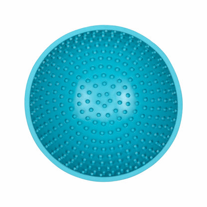 Turquoise LickiMat® Wobble™ – Fun, Reversible Slow Feeder Bowl for Dogs (top) on a white background