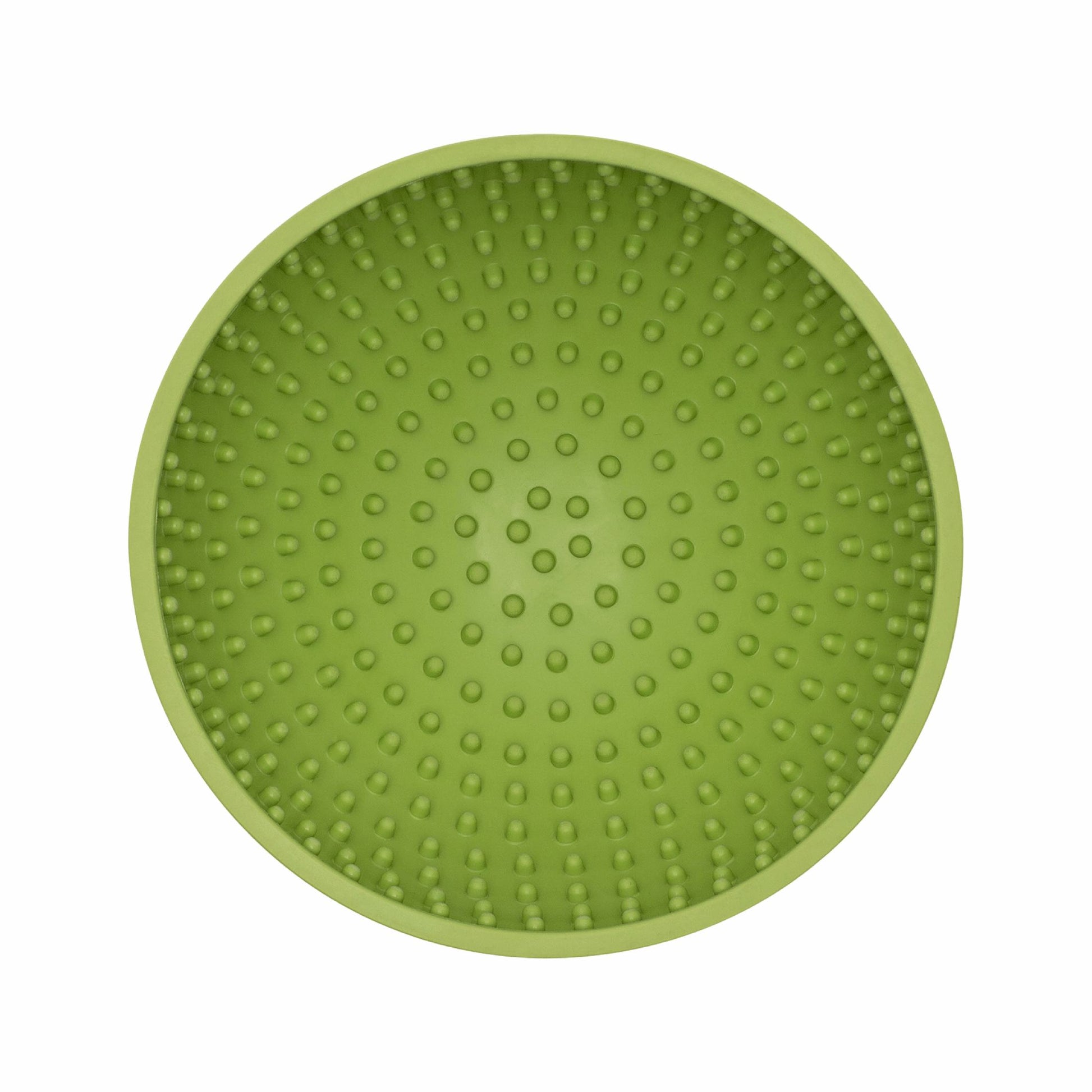 Green LickiMat® Wobble™ – Fun, Reversible Slow Feeder Bowl for Dogs (top) on a white background