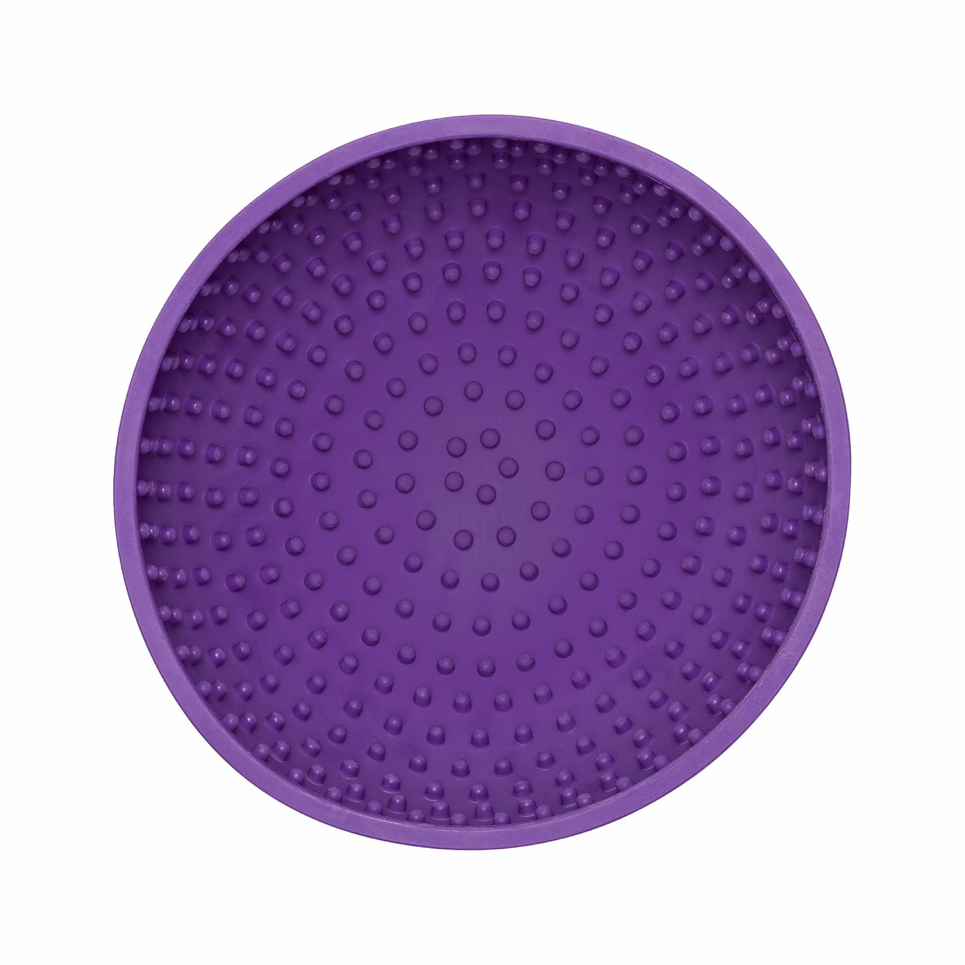 Purple LickiMat® Wobble™ – Fun, Reversible Slow Feeder Bowl for Dogs (top) on a white background