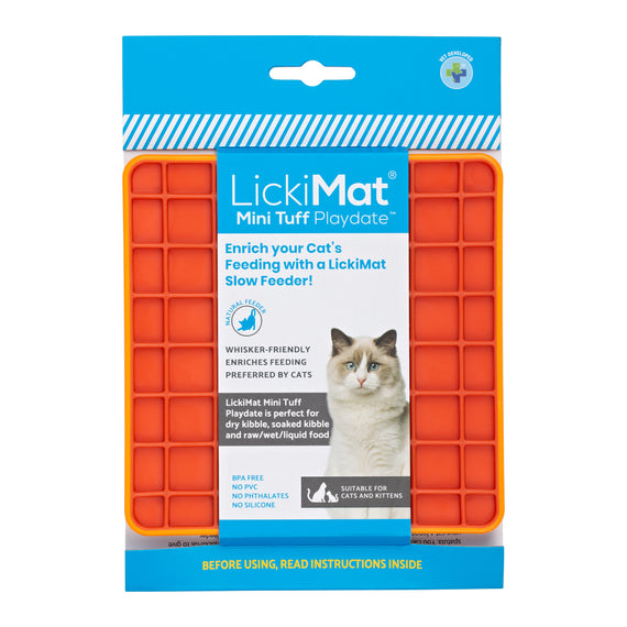 LickiMat Mini Playdate Tuff Cat - Orange
